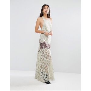 Free People lace floral evening gown